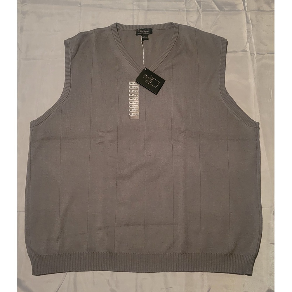 NWT Walter Hagen Golf Sweater Vest Mens 2XL XXL Silk Cotton Gray‎ Sports Preppy